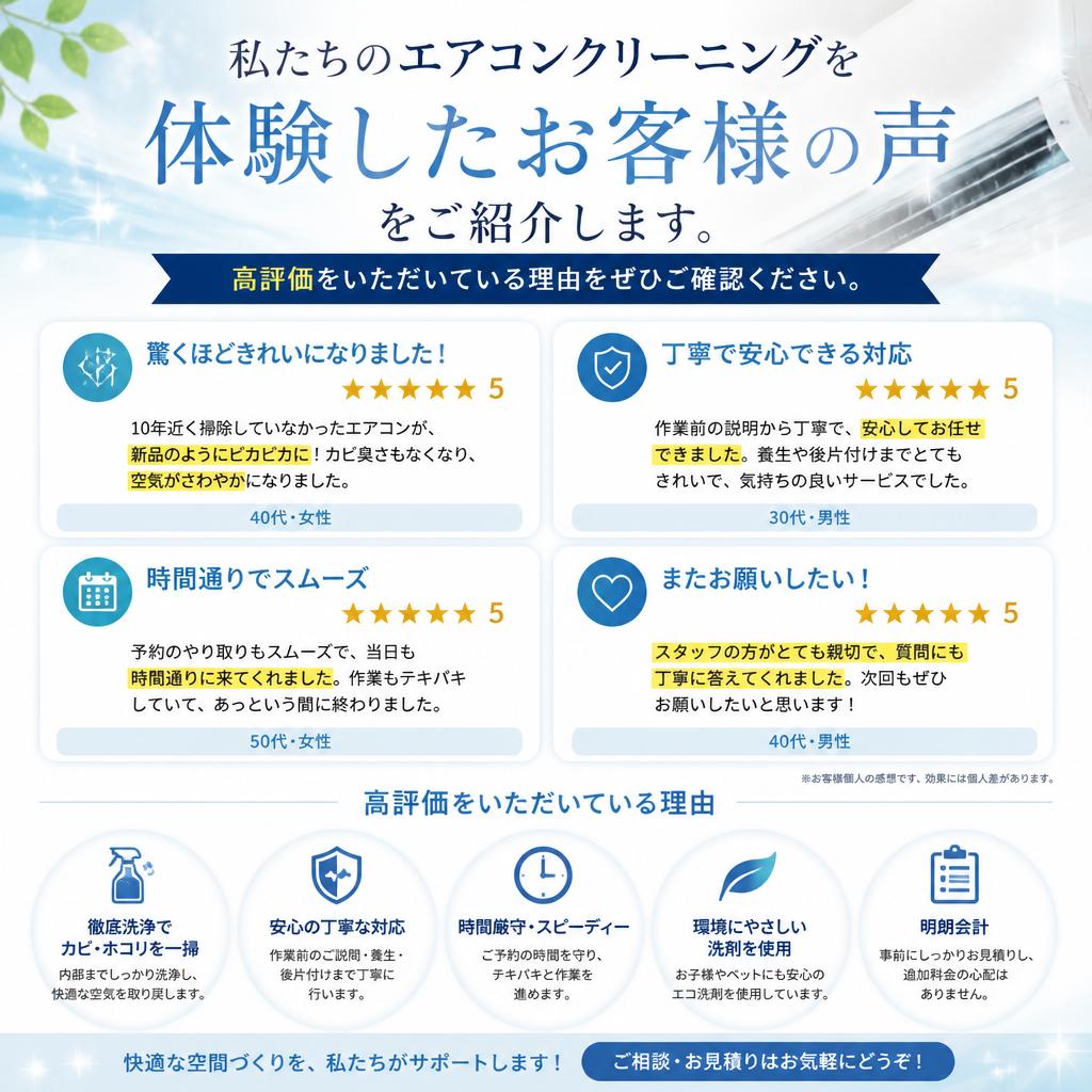 お客様の声：実際の体験談
