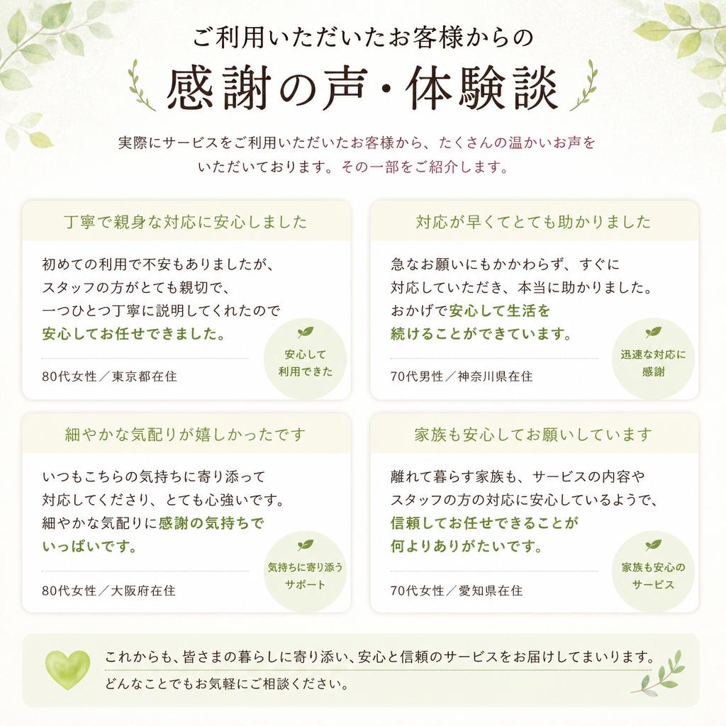 実際のお客様の声