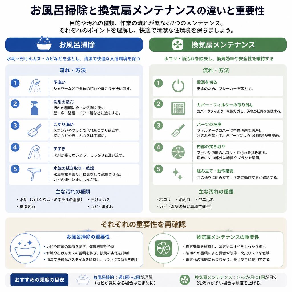 お風呂掃除と換気扇の違いとは？