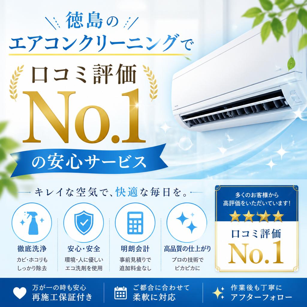 徳島のエアコンクリーニングで口コミ評価No.1の安心サービス